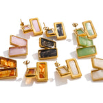 Acrylic Rectangle Stud Earrings – Waterproof 18K Gold Plated Earrings | Ezra Gems
