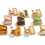 Acrylic Rectangle Stud Earrings – Waterproof 18K Gold Plated Earrings | Ezra Gems