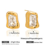 Colored Cubic Zirconia Gold Stud Earrings – Waterproof 18K Gold Plated Earrings | Ezra Gems