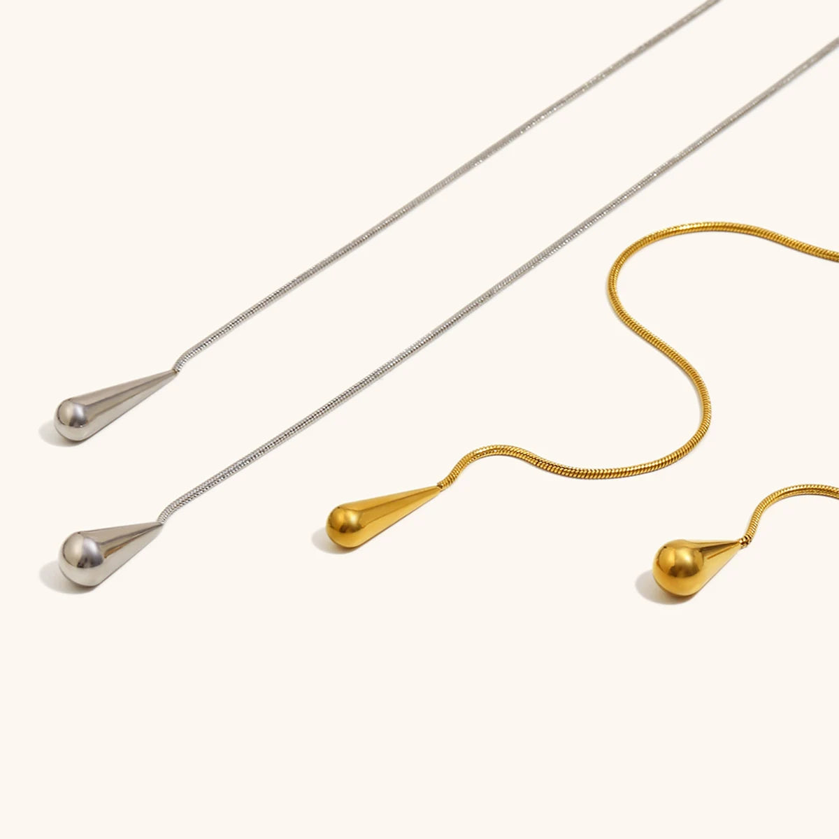 Waterdrop Pendant Chain Necklace – Waterproof 18K Gold Plated Necklace | Ezra Gems