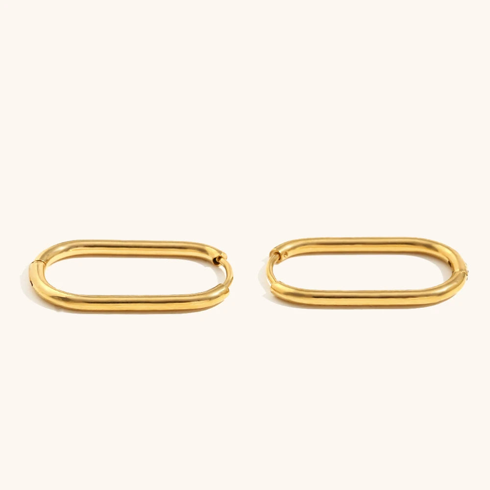 Classic Stainless Steel Hoop Earrings – Waterproof 18K Gold Plated Earrings | Ezra Gems