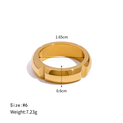 Zircon Shell Chubby Dome Ring – Waterproof 18K Gold Plated Ring | Ezra Gems