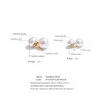 Simulated Pearl Round Stud Earrings – Waterproof 18K Gold Plated Earrings | Ezra Gems