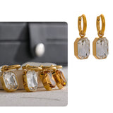 CZ Square Drop Earrings