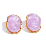 Pastel Candy Resin Stud Earrings – Waterproof 18K Gold Plated Earrings | Ezra Gems