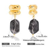 Vintage Resin Drop Earrings – Waterproof 18K Gold Plated Earrings | Ezra Gems