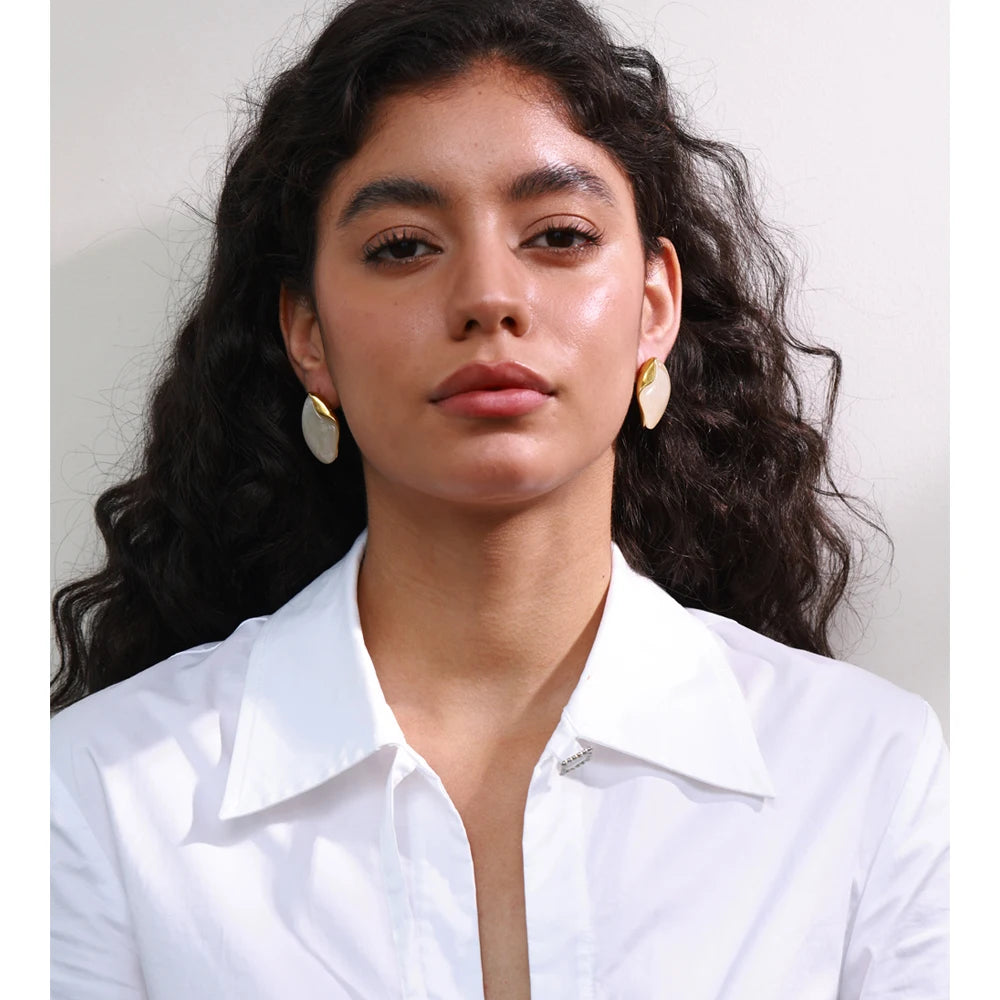 Resin Water Drop Stud Earrings – Waterproof 18K Gold Plated Earrings | Ezra Gems