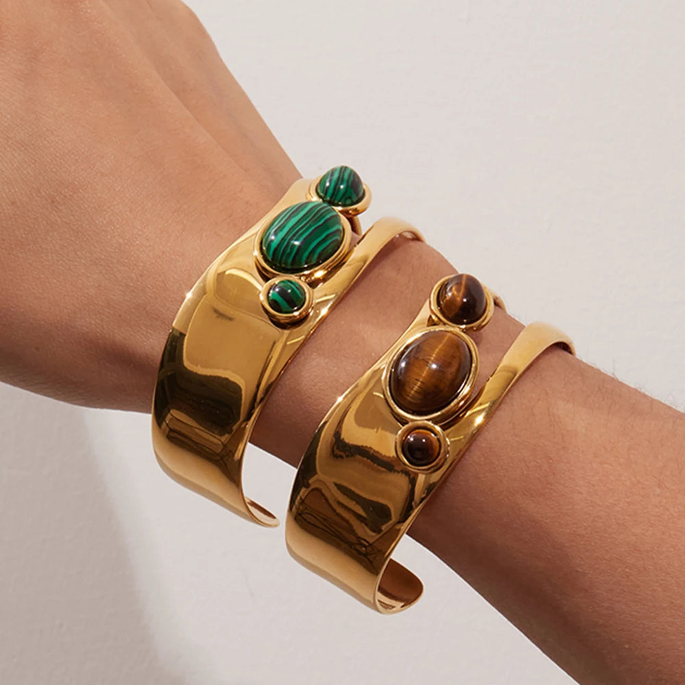 Tiger Eye Stone Hollow Bracelet – Waterproof 18K Gold Plated Bracelet | Ezra Gems