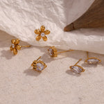 Mini Zircon Flower Stud Earrings – Waterproof 18K Gold Plated Earring | Ezra Gems