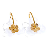 Resin Flower Charm Hoop Earrings – Waterproof 18K Gold Plated Earrings | Ezra Gems