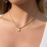 Dainty Zircon Drop Pendant Necklace – Waterproof 18K Gold Plated Necklace | Ezra Gems