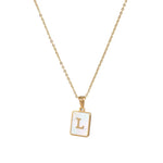 Mother of Pearl Initial Necklace – Waterproof 18K Gold Plated Necklace | Ezra Gems