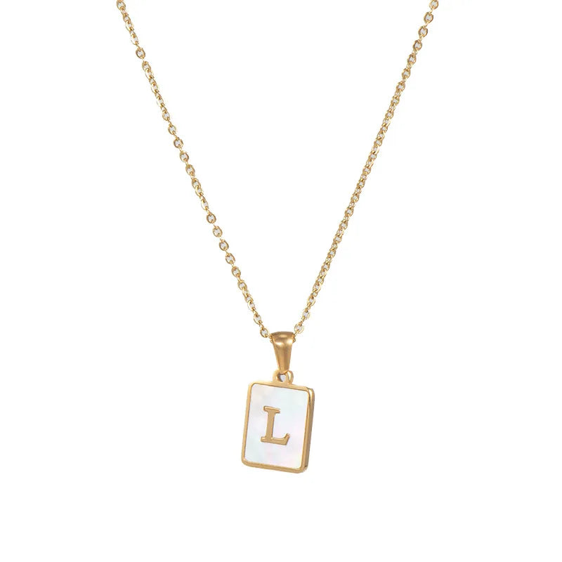 Mother of Pearl Initial Necklace – Waterproof 18K Gold Plated Necklace | Ezra Gems