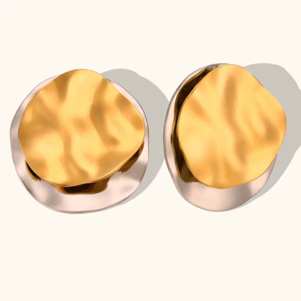 Two-Tone Geometric Stud Earrings – Waterproof 18K Gold Plated Earrings | Ezra Gems