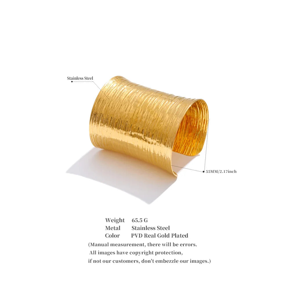 Statement Wide Metal Cuff Bracelet – Waterproof 18K Gold Plated Bracelet | Ezra Gems