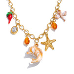 Shell Resin Ocean Charm Pendant Necklace – Waterproof 18K Gold Plated Necklace | Ezra Gems