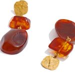 Red Resin Square Drop Earrings – Waterproof 18K Gold Plated Earrings | Ezra Gems