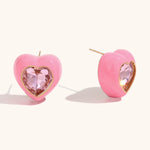Heart Zircon Inlay Earrings – Waterproof 18K Gold Plated Earrings | Ezra Gems