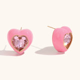 Heart Zircon Inlay Earrings – Waterproof 18K Gold Plated Earrings | Ezra Gems