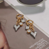 Two-Tone Zircon Heart Lock Earrings – Waterproof 18K Gold Plated Earrings | Ezra Gems