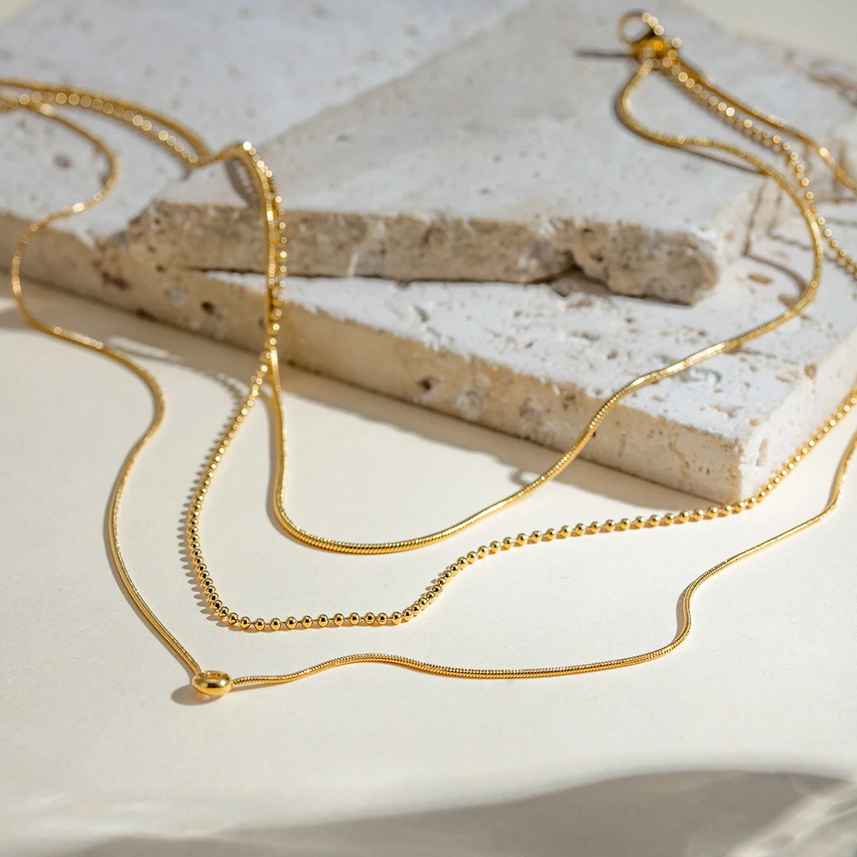 Three Layer Y Shape Necklace – Waterproof 18K Gold Plated Necklace | Ezra Gems