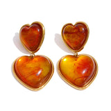 Sweet Acrylic Resin Heart Drop Earrings – Waterproof 18K Gold Plated Earrings | Ezra Gems