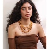 Layered Resin Bead Bib Necklace – Waterproof 18K Gold Plated Necklace | Ezra Gems