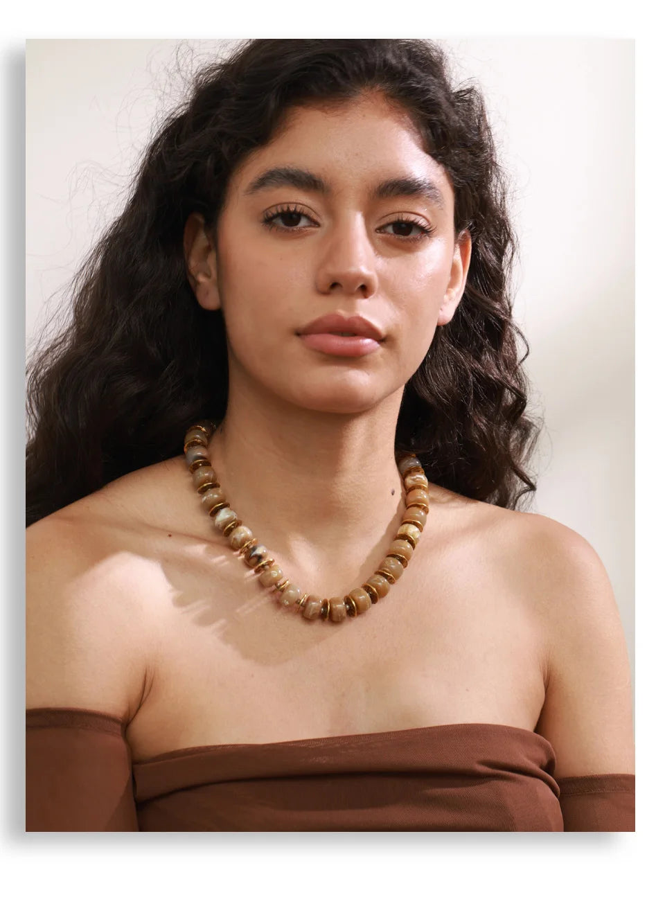 Resin Bead Spacer Chain Necklace – Waterproof 18K Gold Plated Necklace | Ezra Gems