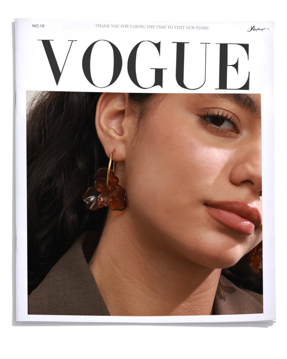 Resin Flower Charm Hoop Earrings – Waterproof 18K Gold Plated Earrings | Ezra Gems