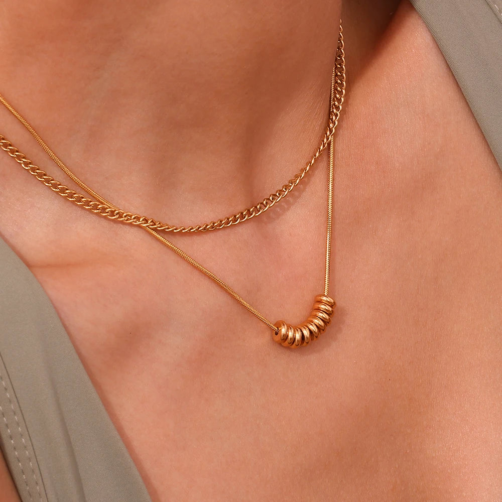 Two-Tone Beans Pendant Necklace – Waterproof 18K Gold Plated Necklace | Ezra Gems