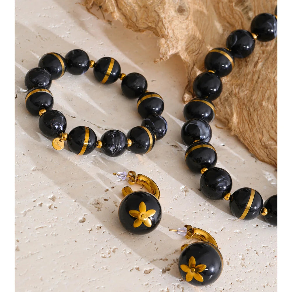 Acrylic Bead Chain Jewelry Set – Waterproof 18K Gold Plated Jewelry Set | Ezra Gems
