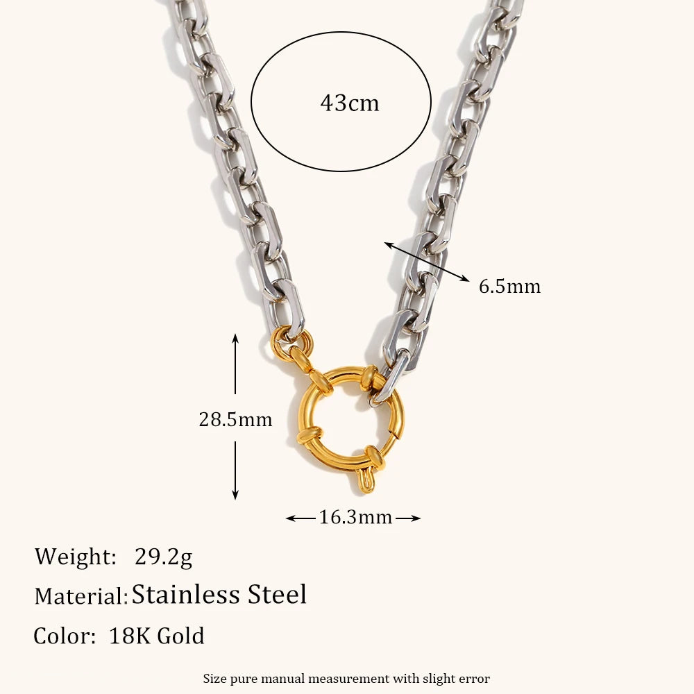Two-Tone Spring Buckle Chain Necklace – Waterproof 18K Gold Plated Necklace | Ezra Gems