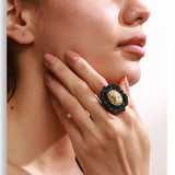 Resin Pearl Portrait Oval Ring