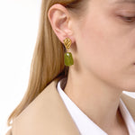Green Resin Drop Earrings – Waterproof 18K Gold Plated Earrings | Ezra Gems