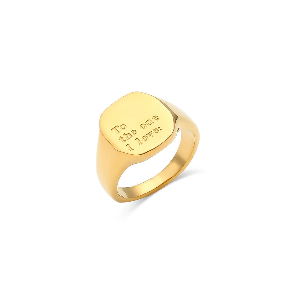 Engraved Letter Word Ring