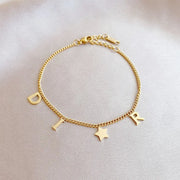 Letter Star Pendant Bracelet – Waterproof 18K Gold Plated Bracelet | Ezra Gems