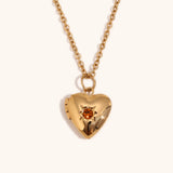 Birthstone Box Pendant Necklace – Waterproof 18K Gold Plated Necklace | Ezra Gems