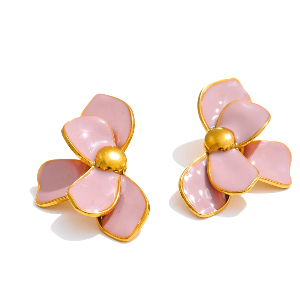 Flower Enamel Stud Earrings