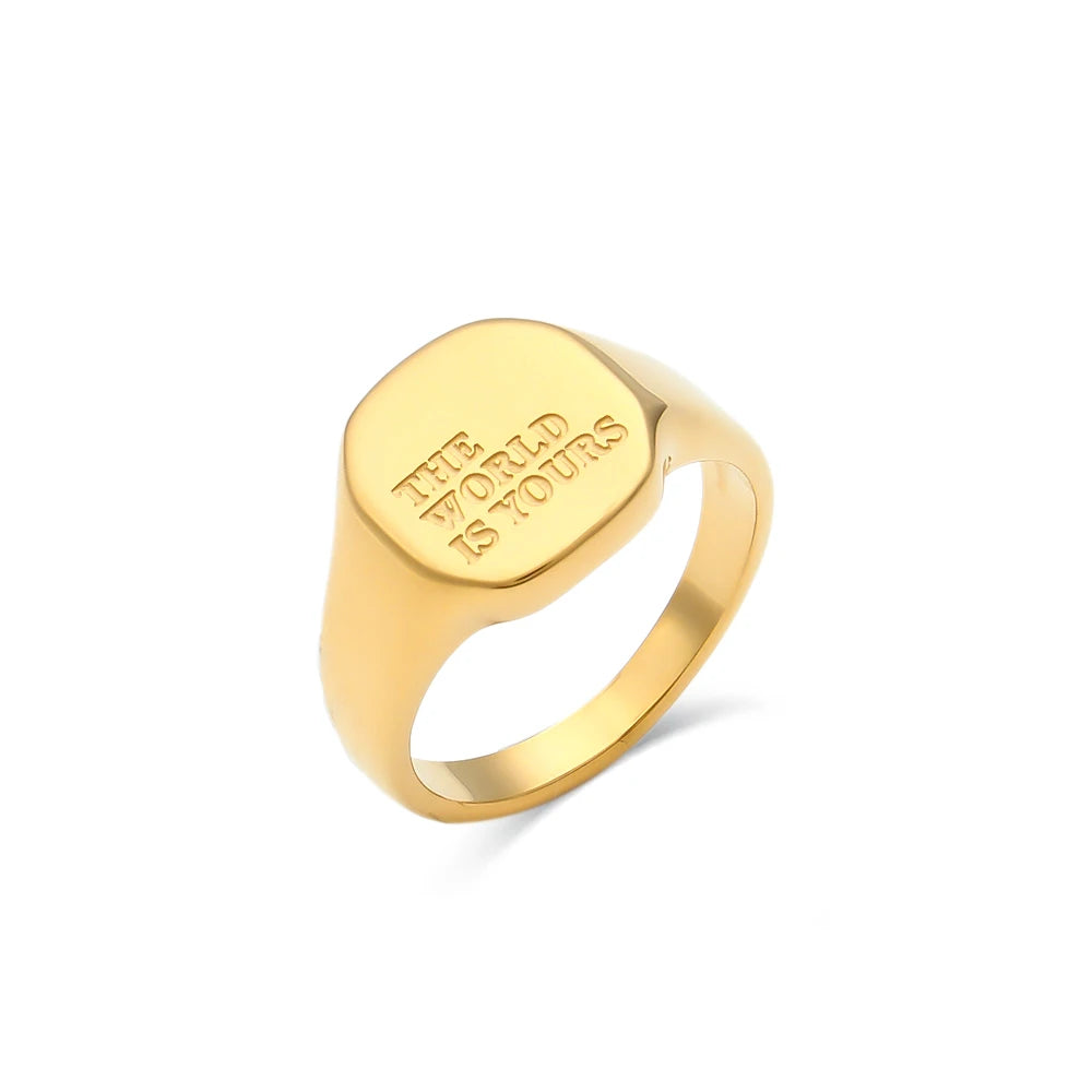 Engraved Letter Word Ring