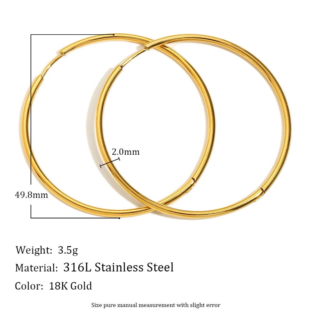 Minimalist Round Loop Hoop Earrings – Waterproof 18K Gold Plated Earring | Ezra Gems