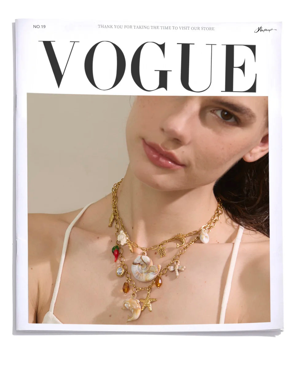 Shell Resin Ocean Charm Pendant Necklace – Waterproof 18K Gold Plated Necklace | Ezra Gems