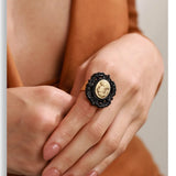 Resin Pearl Portrait Oval Ring