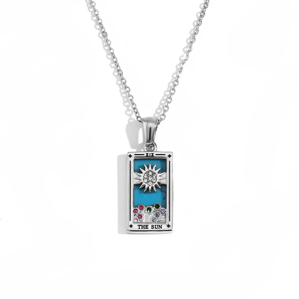 Tarot Card Pendant Necklace – Waterproof 18K Gold Plated Necklace | Ezra Gems