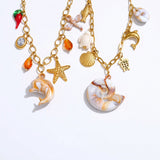Shell Resin Ocean Charm Pendant Necklace – Waterproof 18K Gold Plated Necklace | Ezra Gems