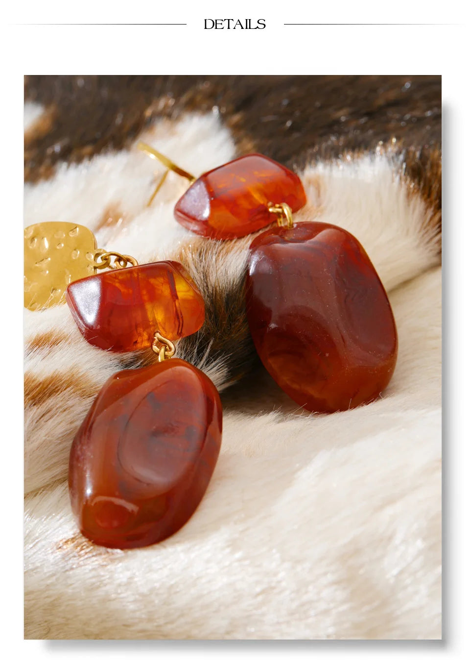 Red Resin Square Drop Earrings – Waterproof 18K Gold Plated Earrings | Ezra Gems
