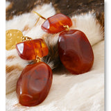 Red Resin Square Drop Earrings – Waterproof 18K Gold Plated Earrings | Ezra Gems