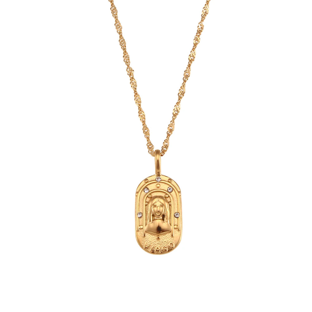 Constellation Square Pendant Necklace – Waterproof 18K Gold Plated Necklace | Ezra Gems
