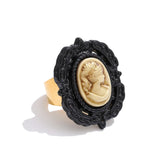 Resin Pearl Portrait Oval Ring