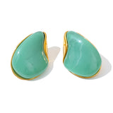 Resin Water Drop Stud Earrings – Waterproof 18K Gold Plated Earrings | Ezra Gems