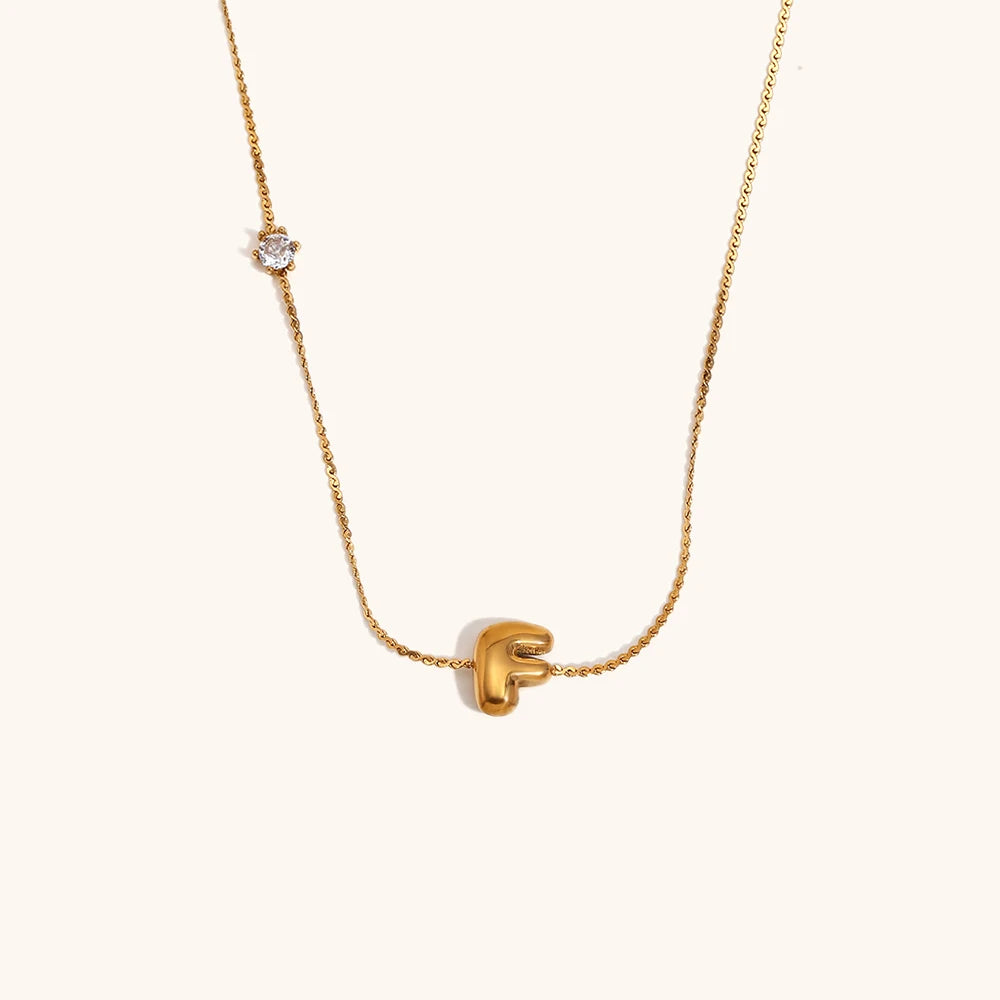 Sparkling Zircon Initial Necklace – Waterproof 18K Gold Plated Necklace | Ezra Gems